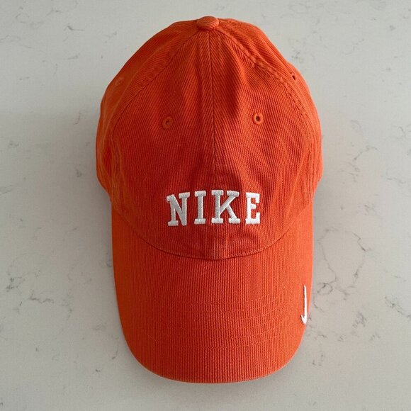 Nike Casual Sporty Corduroy Ball Cap Adjustable Size Orange & White Sz OS - Picture 1 of 7